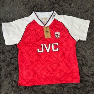 Red and White Arsenal Vintage women’s  Jersey with Iconic Crest